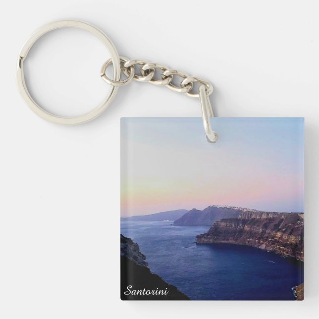 Santorini Grekland Souvenir Akryl Nyckelring (Framsidan)