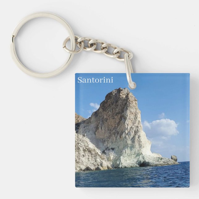 Santorini Grekland Souvenir Akryl Nyckelring (Framsidan)