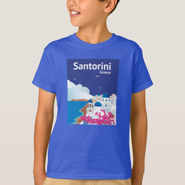 Santorini Grekland T Shirt (Framsida)