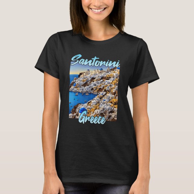 Santorini Grekland T Shirt (Framsida)