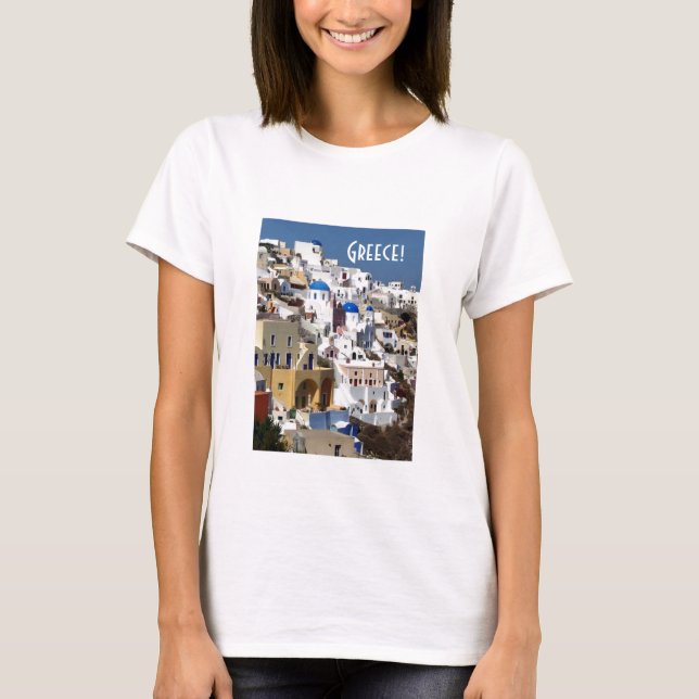 Santorini Grekland T Shirt (Framsida)