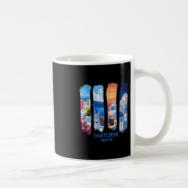 Santorini Grekland Thira Penseldrag Resa Souvenir Kaffemugg (Höger)