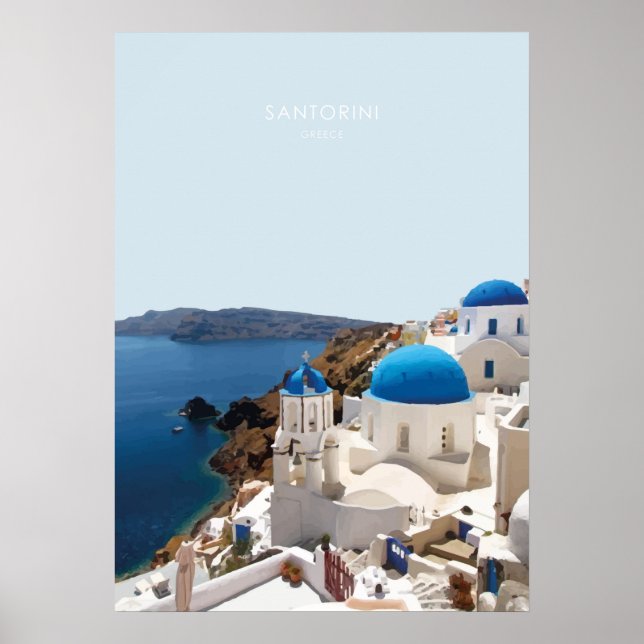 Santorini, Grekland Travel Artwork Poster (Framsidan)