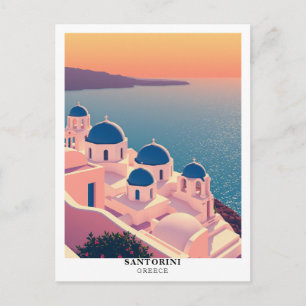 Santorini, Grekland Travel Retro Vykort