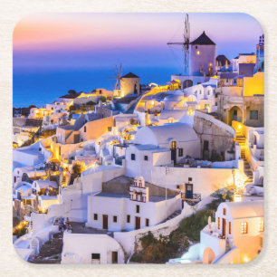 Santorini Grekland Underlägg Papper Kvadrat