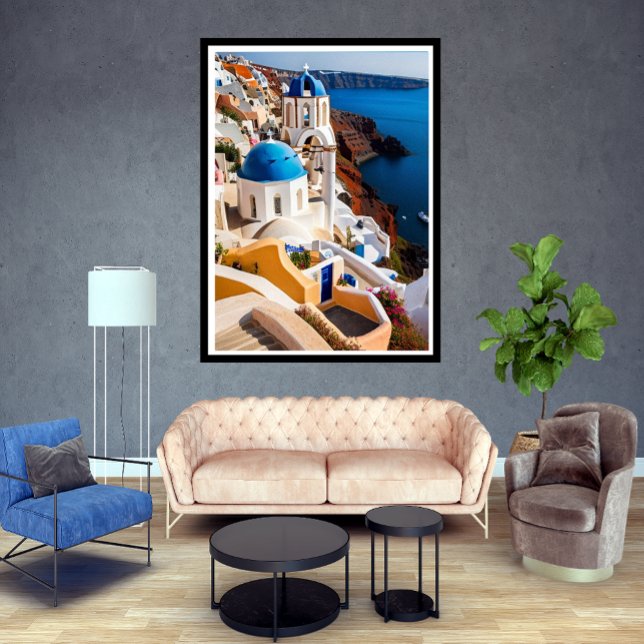 Santorini Grekland, vackra hus i sol Poster (Skapare uppladdad)