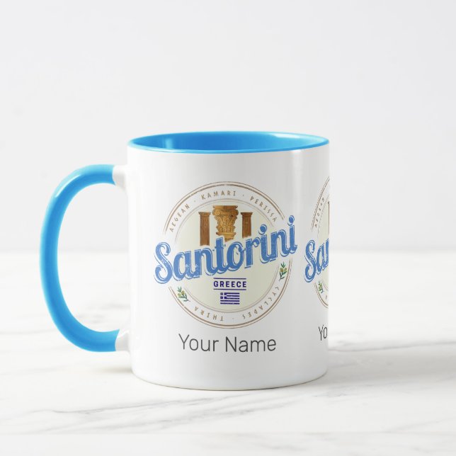 Santorini Grekland Vintage Egeiska Kykladerna Ö Mugg (Vänster)