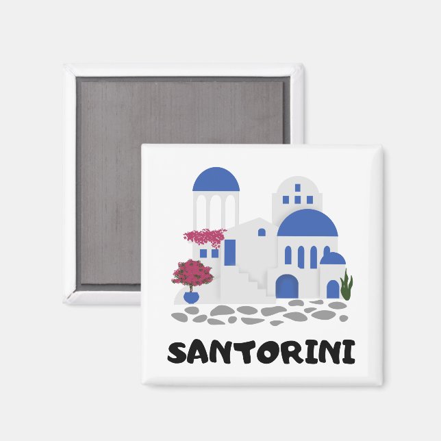 Santorini Grekland Vintage resor Magnet (Front/Back)