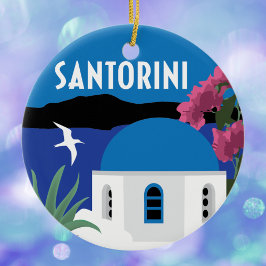 Santorini Grekland vintage resor stil Julgransprydnad Keramik