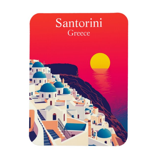 Santorini, Grekland Vintage resor Sunset Magnet (Vertikal)
