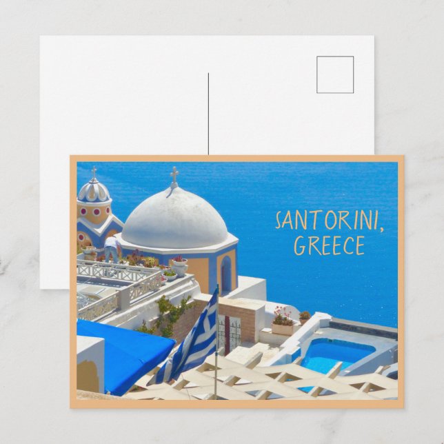 SANTORINI, GREKLAND vykort (Fram/baksida)
