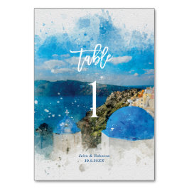 Santorini, Greklands bordsnummer-kort bröllop Bordsnummer