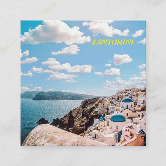 Santorini, Greklands buss Fyrkantigt Visitkort (Framsida)
