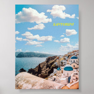 Santorini, Greklands buss Poster
