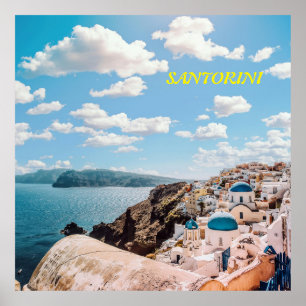 Santorini, Greklands buss Poster
