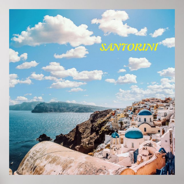 Santorini, Greklands buss Poster (Framsidan)