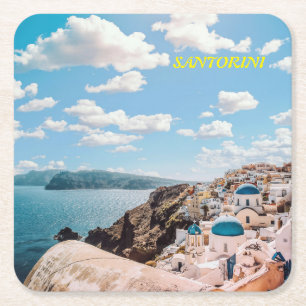 Santorini, Greklands buss Underlägg Papper Kvadrat