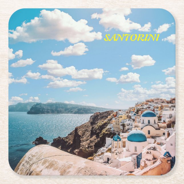 Santorini, Greklands buss Underlägg Papper Kvadrat (Framsidan)