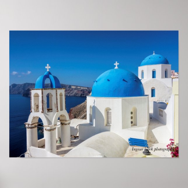 Santorini, Greklands fotoutskrift Poster (Framsidan)