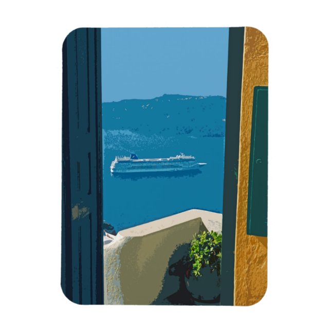 Santorini, Greklands kryssningsflygplats, frakt Magnet (Vertikal)