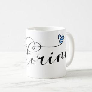 Santorini Heart In Flagga, Greece, Thira Kaffemugg
