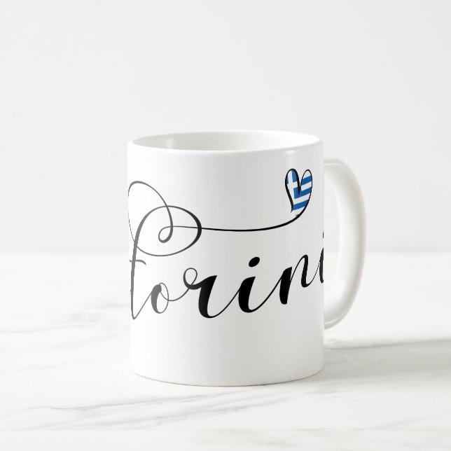 Santorini Heart In Flagga, Greece, Thira Kaffemugg (Framsida höger)