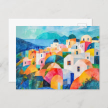 Santorini Hillside i Abstrakt Hues