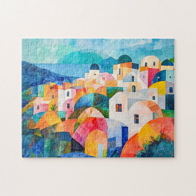 Santorini Hillside in Abstract Hues Pussel (Horisontell)