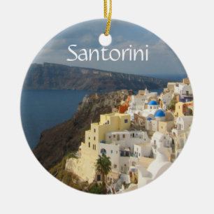 Santorini i eftermiddagen Sol Julgransprydnad Keramik