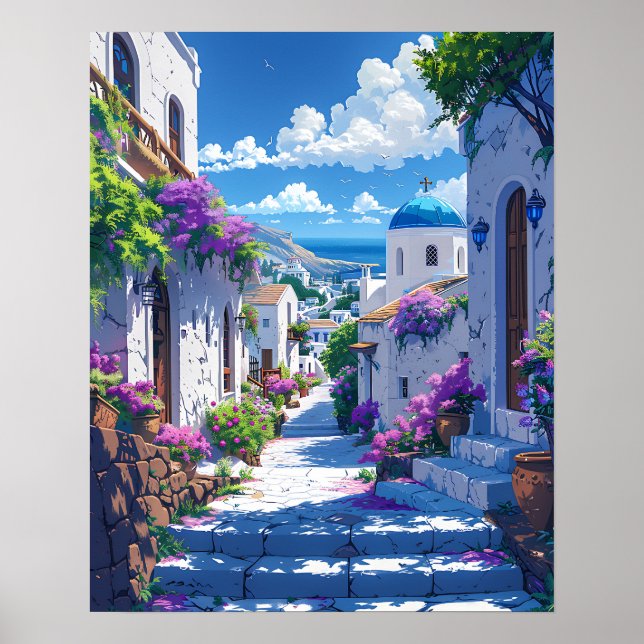 Santorini i Grekland Poster (Framsidan)