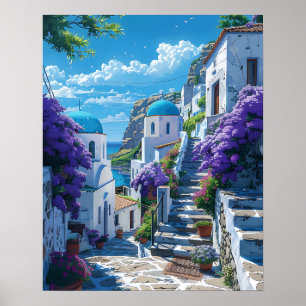 Santorini i Grekland Poster
