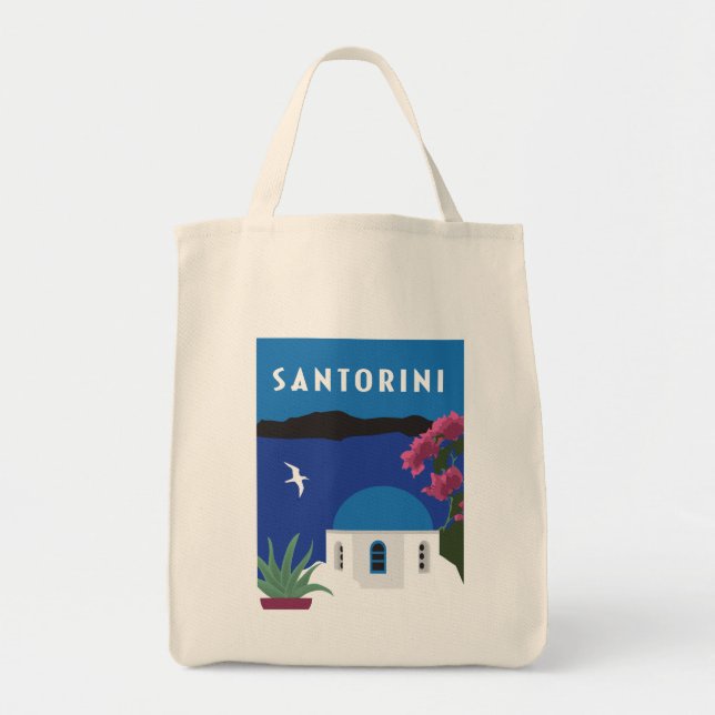 Santorini i Grekland, vintage stil färglös Tygkasse (Framsidan)