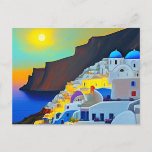 Santorini i Sunset Helg Vykort
