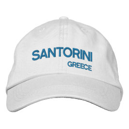 Santorini Island Greece Blue & White Hat Broderad Keps