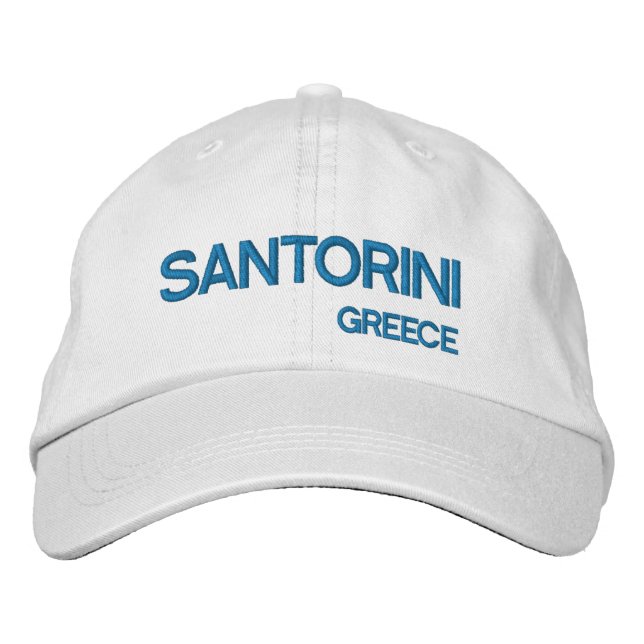 Santorini Island Greece Blue & White Hat Broderad Keps (Framsida)