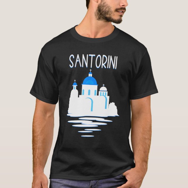 Santorini Island Greece Ellada Lodrät Grekiska Isl T Shirt (Framsida)