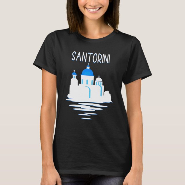 Santorini Island Greece  Ellada Vertical Greek Isl T Shirt (Framsida)