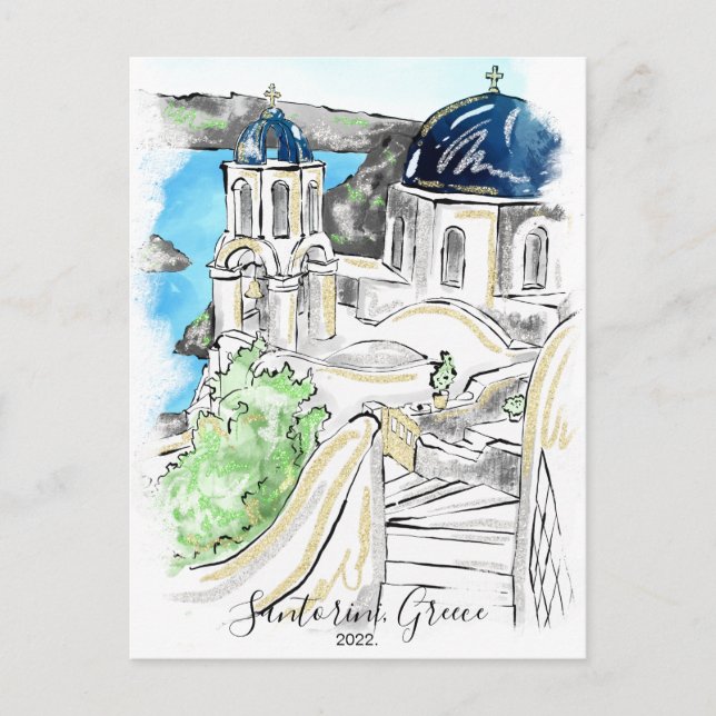 Santorini Island Grekland Sommarminnen  Vykort (Framsida)