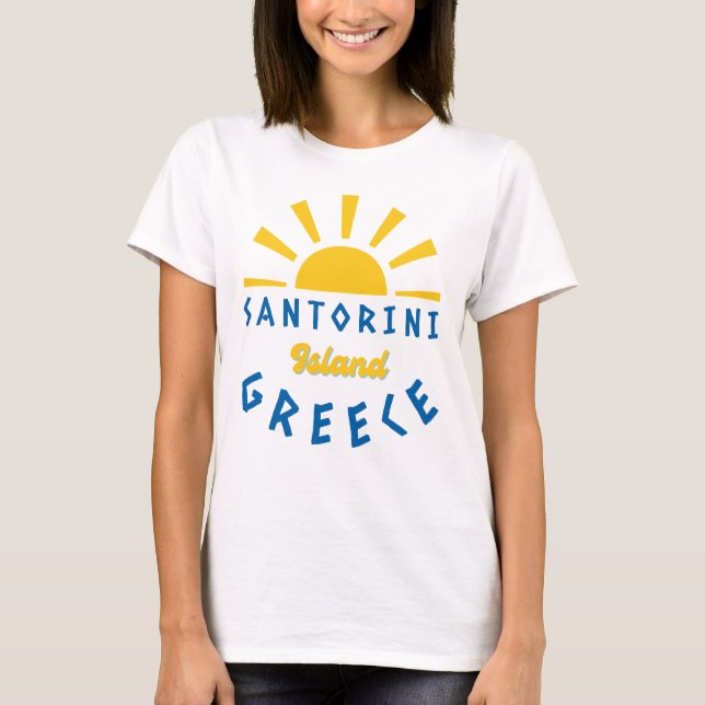 Santorini Island, Grekland - Sunshine Dam T Shirt (Framsida)