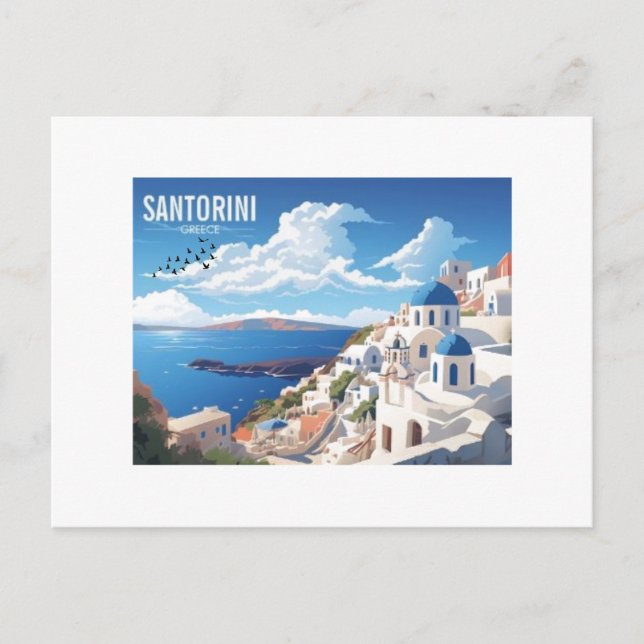Santorini Island i Grekland: Resepostkort Vykort (Framsida)