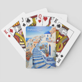 Santorini Island Illustration | Resekonst Casinokort