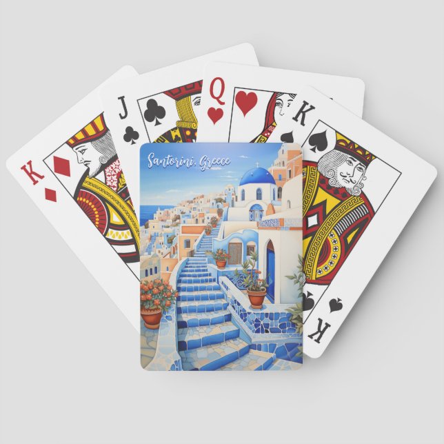 Santorini Island Illustration | Resekonst Casinokort (Baksidan)