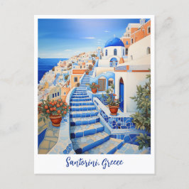 Santorini Island Illustration | Resekonst Vykort