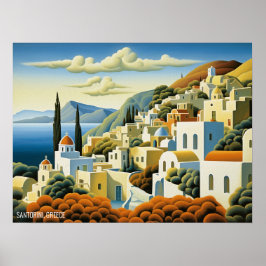 Santorini Island Oljemålning Greece Travel | Art Poster