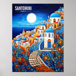 Santorini Island Painting | Resor i Grekland | Art Poster