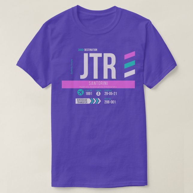 Santorini JTR Flygplatskod Märkre 1 för bagage T Shirt (Design framsida)