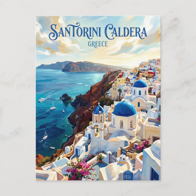 Santorini-kalderan Grekland Vykort (Framsida)