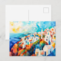 Santorini-kusten i konstnärlig tolkning
