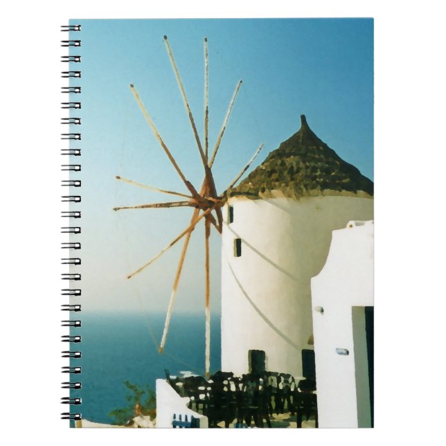 Santorini kvarn, Grekland Anteckningsbok (Framsidan)