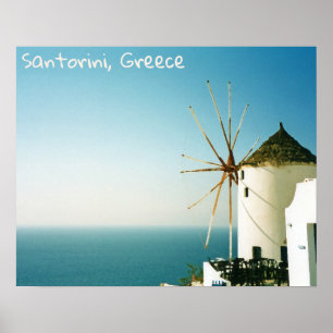 Santorini kvarn, Grekland Poster